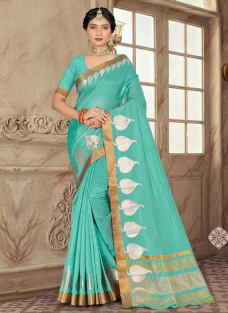 Sea Green Colour SANGAM MEERA 2 New Exclusive Wear Designer Fancy Cotton Saree Collection 1387